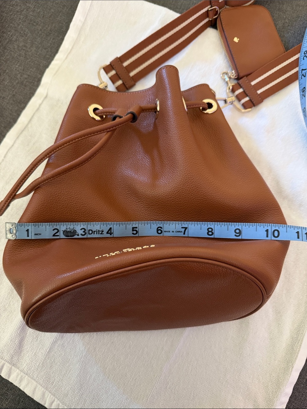 kate spade Brown Pebbled Leather Drawstring Bucket Shoulder Bag - Picture 6 of 8